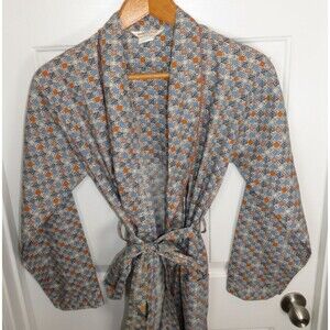 VTG 70s Bohemian Retro Permanent Press Robe M Paisley Medium Floral Gingham Mens